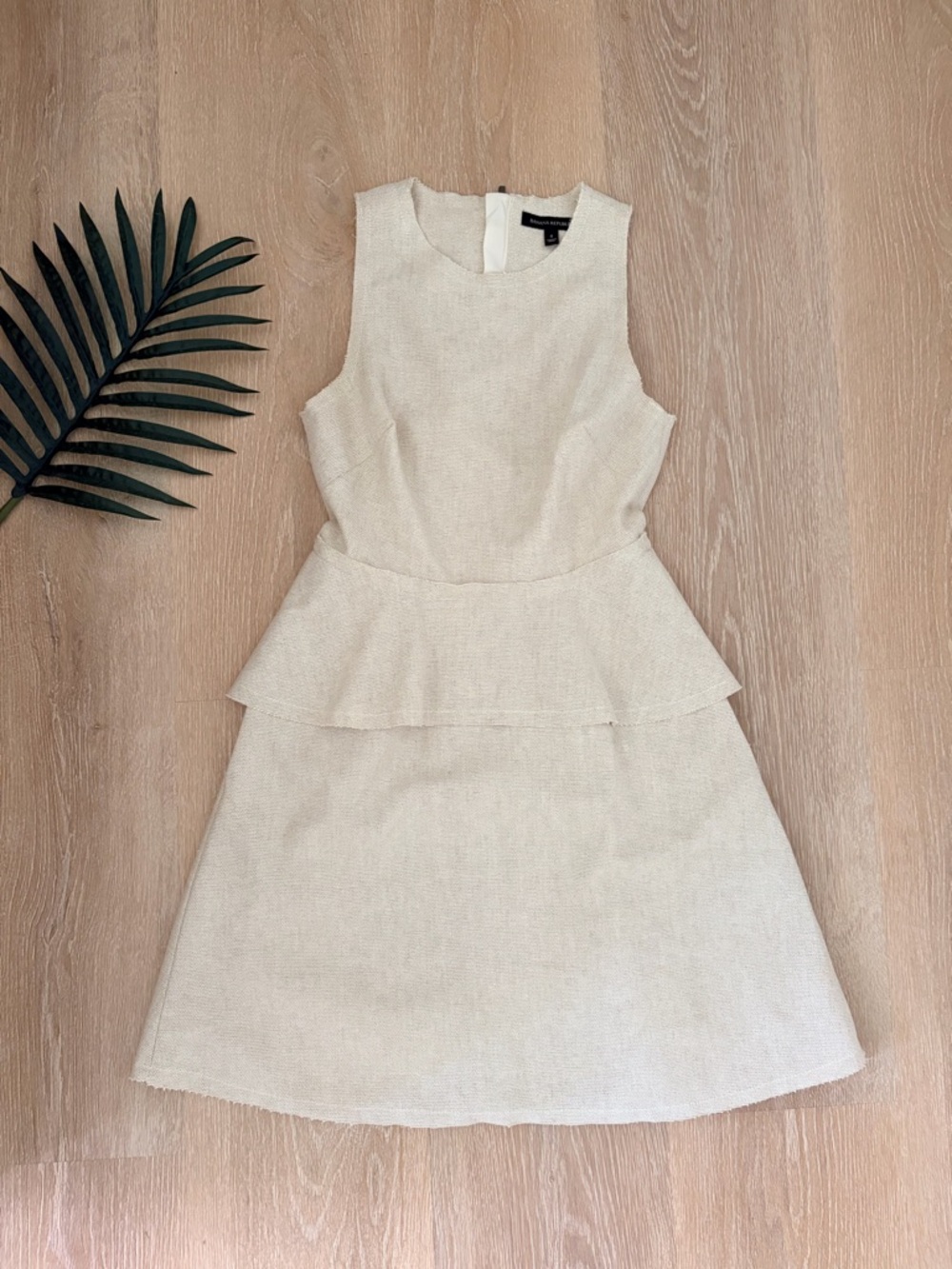 Banana Republic Oatmeal Sleeveless Linen Tiered Peplum Midi Dress- Size 4
